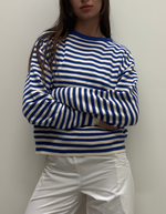 "I can't believe it's not vintage" Crewneck in Cobalt Stripe