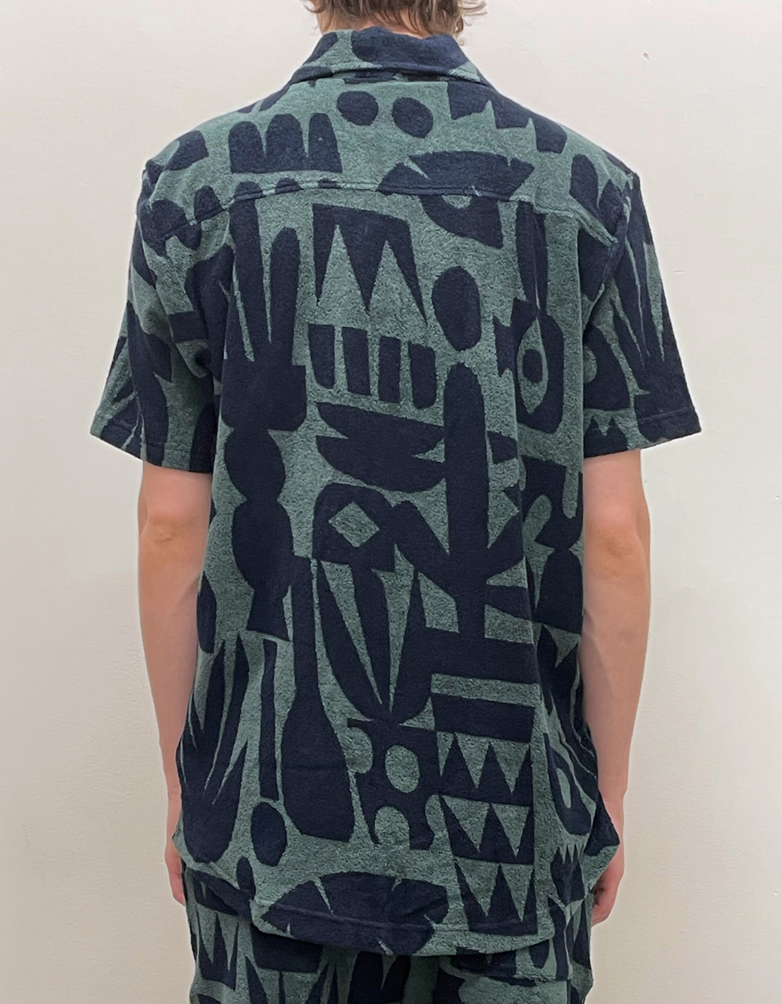 Terry Short Sleeve Cuban Shirt in Dustgreen