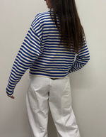 "I can't believe it's not vintage" Crewneck in Cobalt Stripe