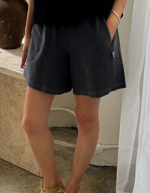 Flared Basketball Shorts in Almost Black