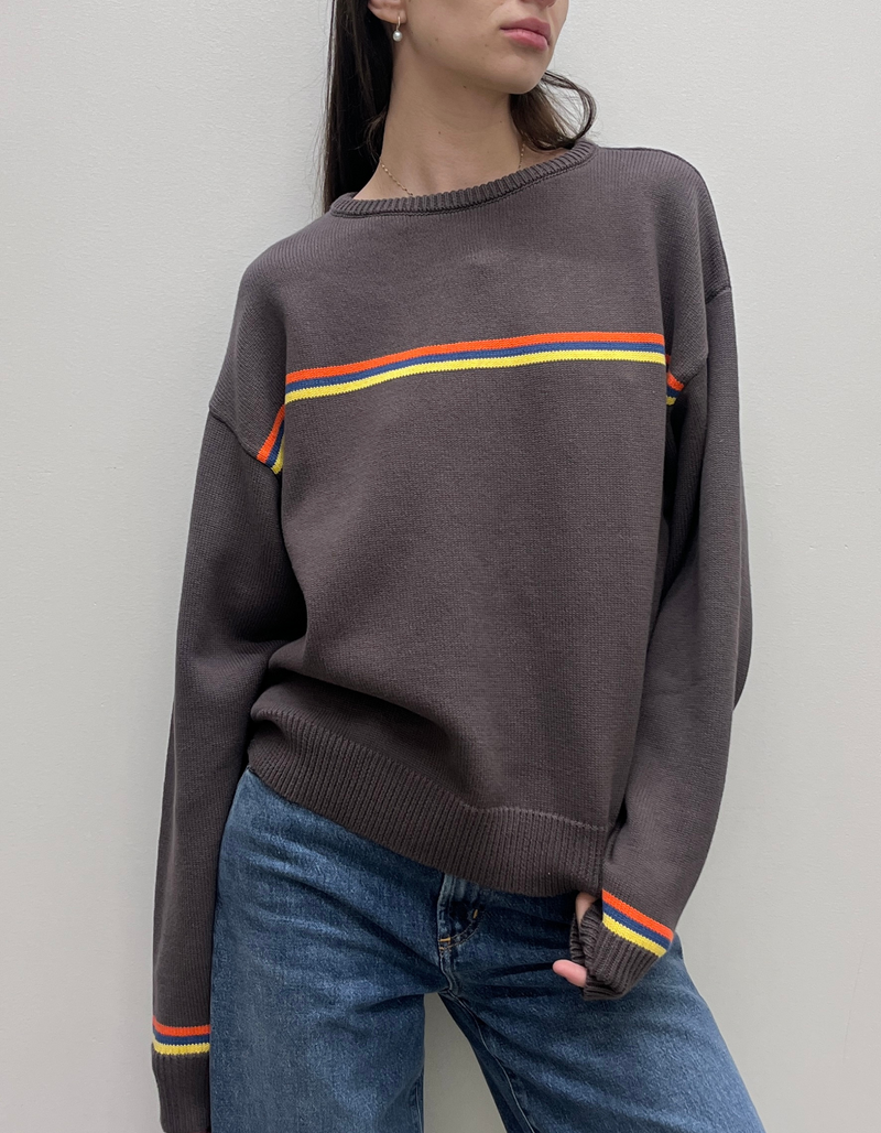 "I can't believe it's not vintage" Crewneck in Athletic Stripe