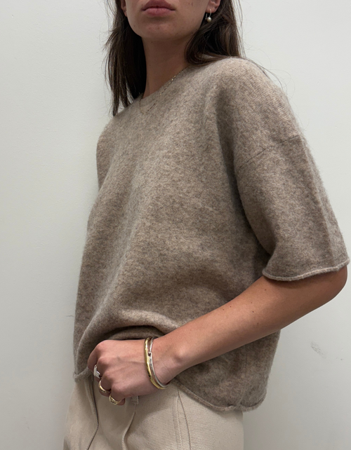 Selana Knit O-Neck in Camel Melange