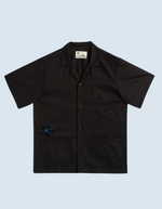 Embroidered Lily Camp Shirt in Black