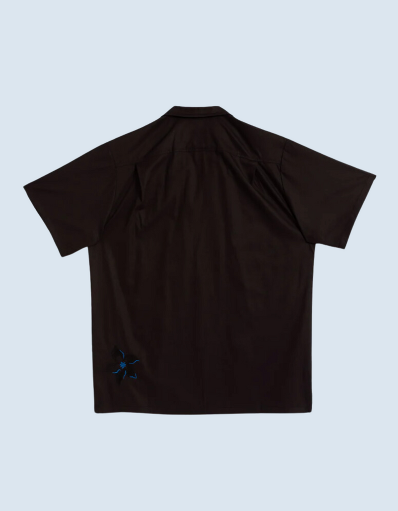 Embroidered Lily Camp Shirt in Black