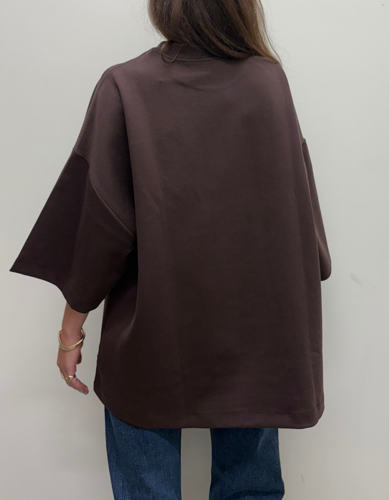 Norah Oversized Tee in Seal Brown