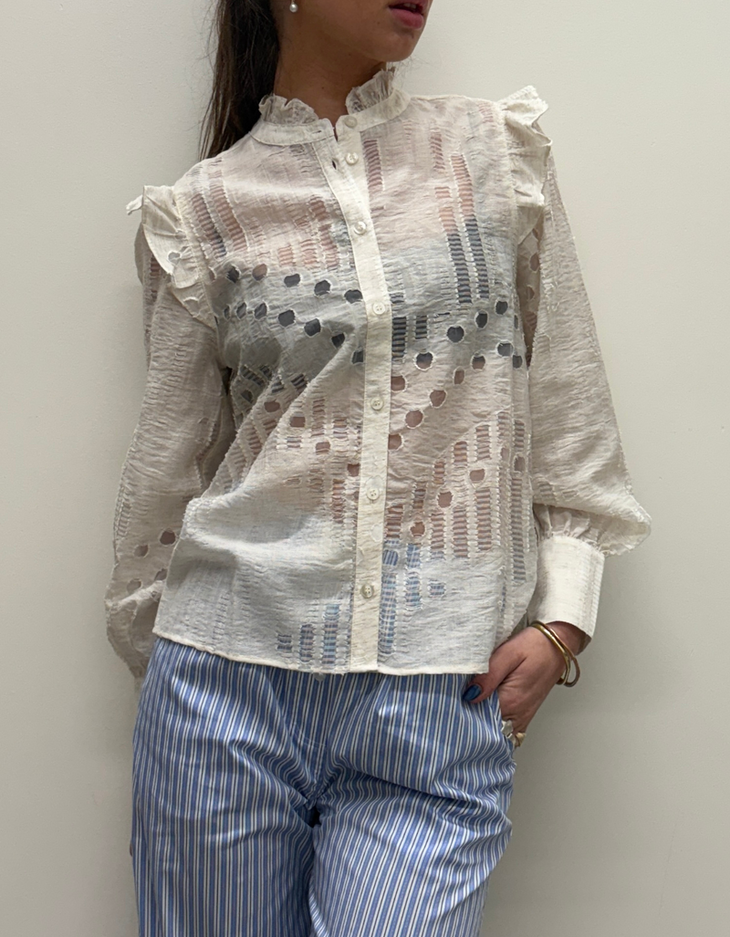 Nete Frill Shirt in Coconut Milk