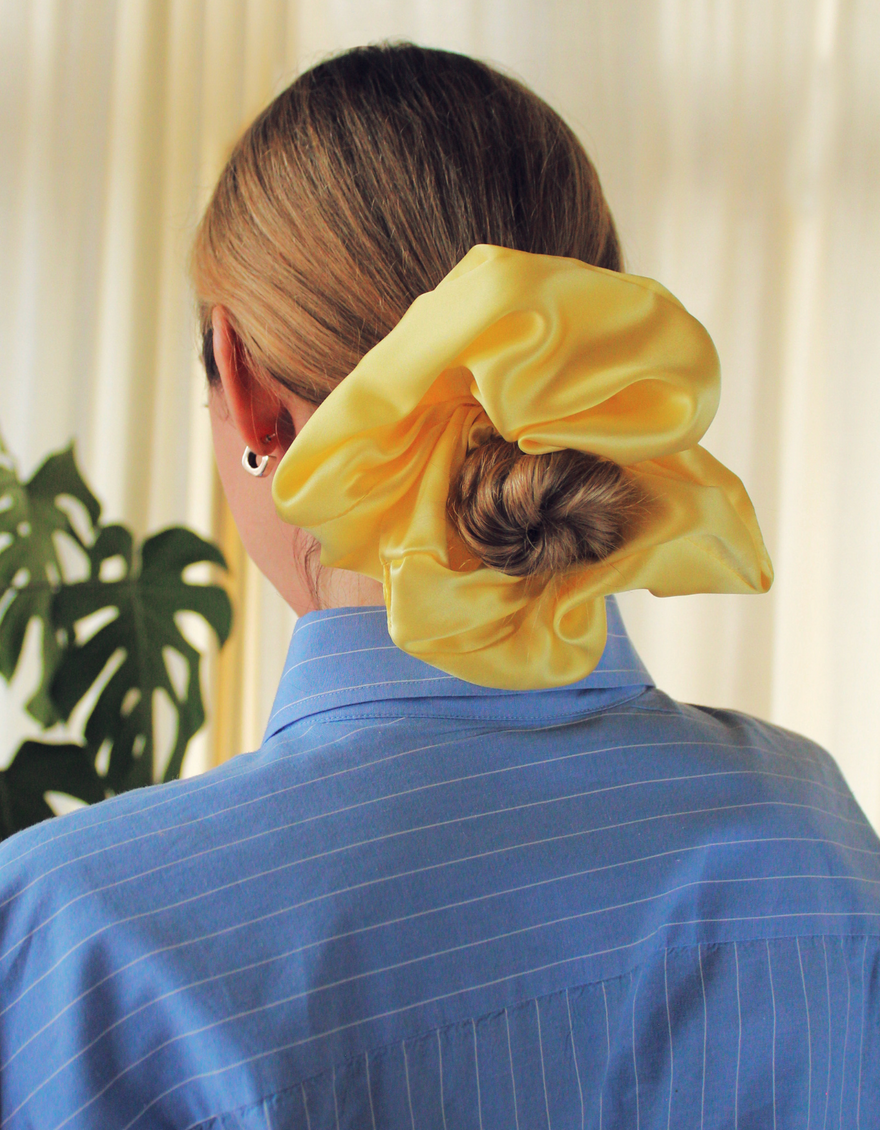 XL Silk Scrunchie in Butter Yellow