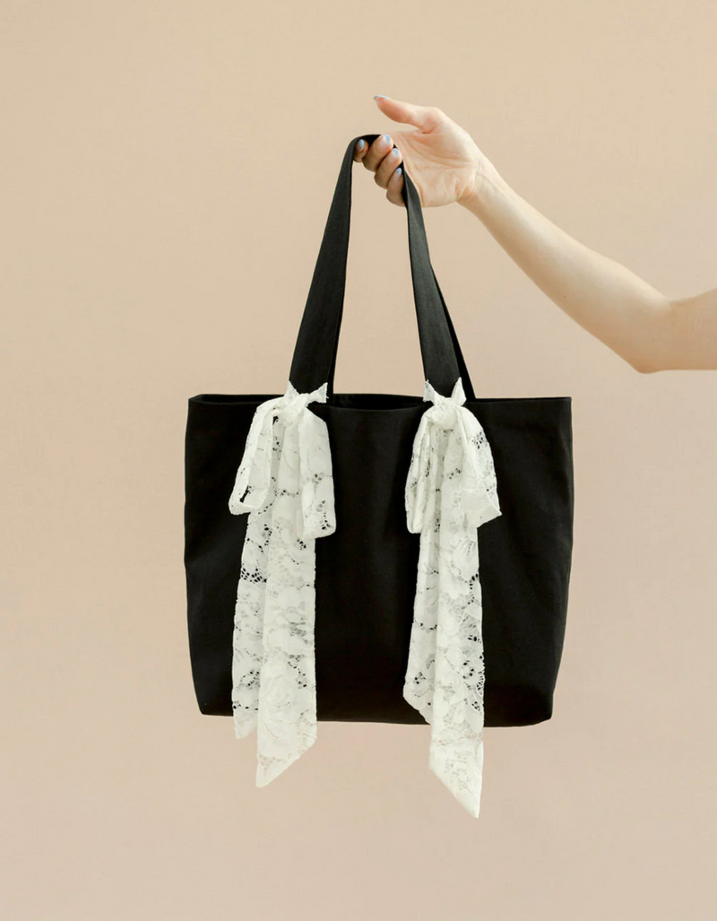 Bunny Tote in Black & Ivory Lace
