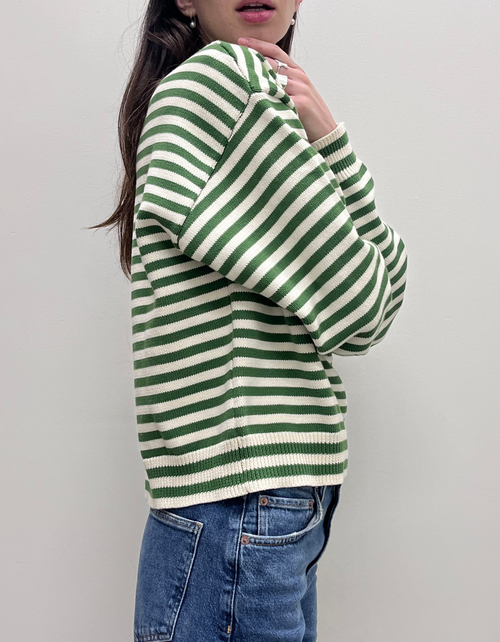 "I can't believe it's not vintage" Crewneck in Green Stripe