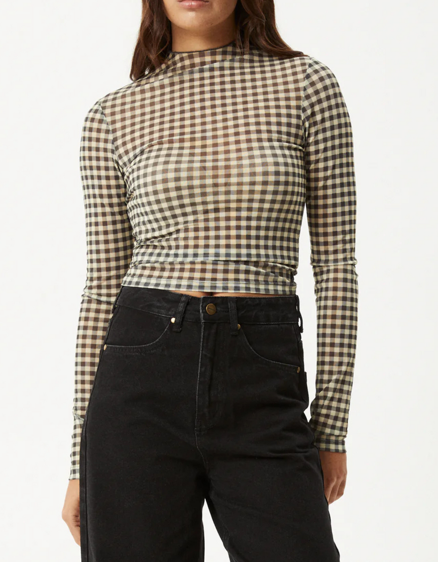 Gambet Sheer Long Sleeve Top in Black/Sand