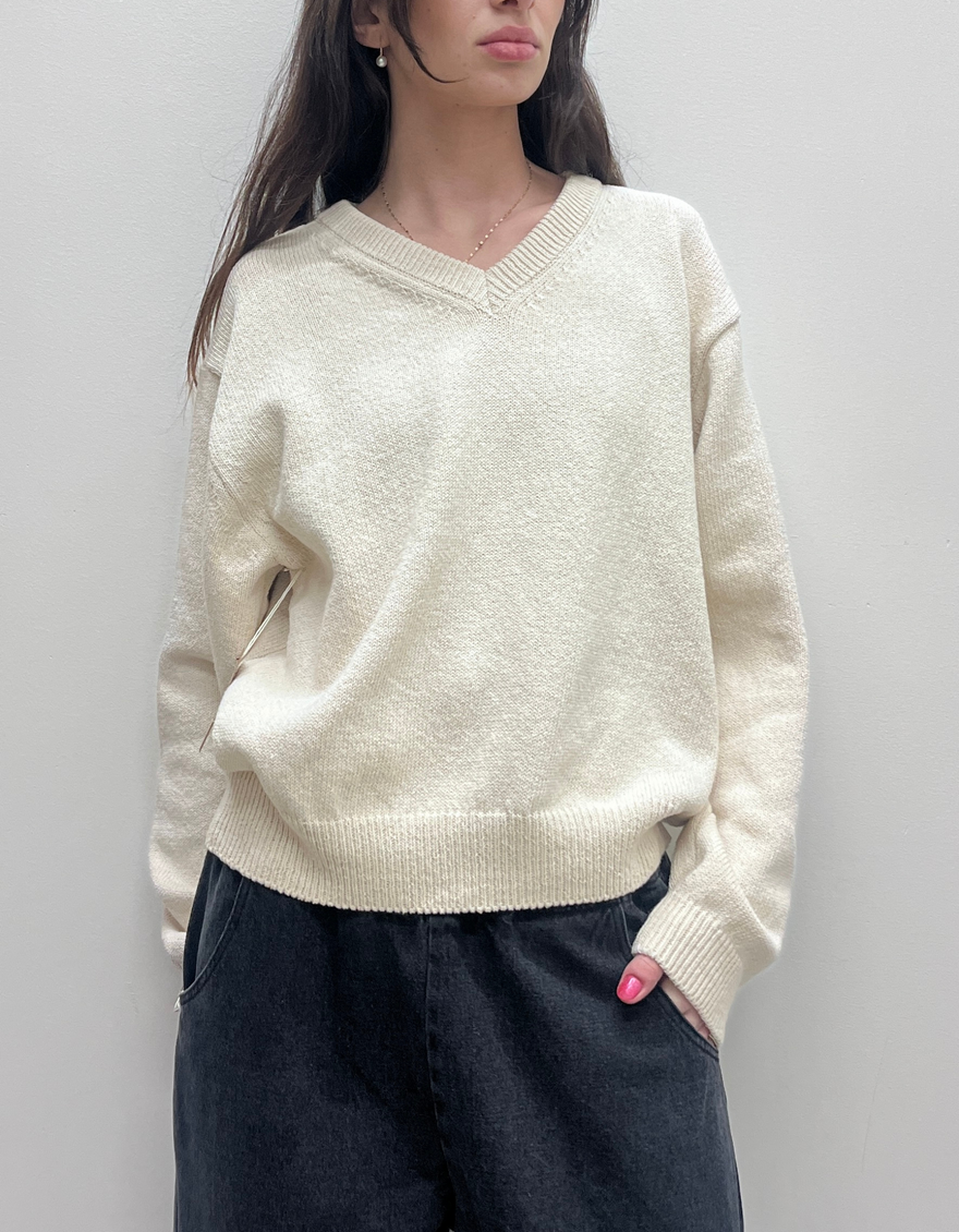 Gabby Cotton Sweater in Naturel