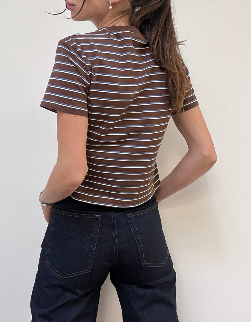 Clara Striped Tee in Brown