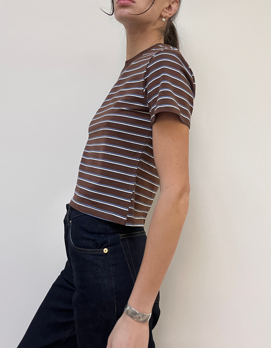 Clara Striped Tee in Brown