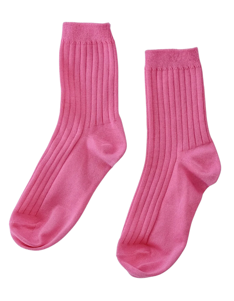 Her Socks in Bright Pink