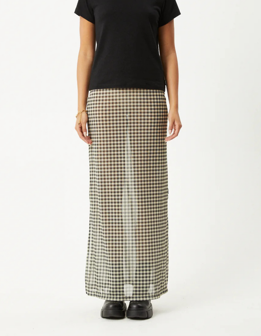 Gambet Sheer Maxi Skirt in Black/Sand