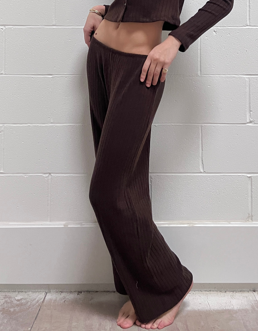 The Sweater Rib Simple Pant in Espresso