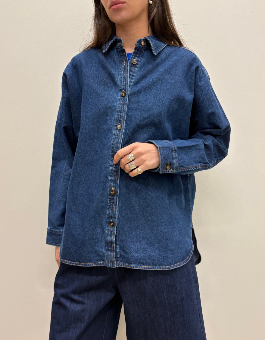 Owen Heavy Denim Shirt in Dark Denim