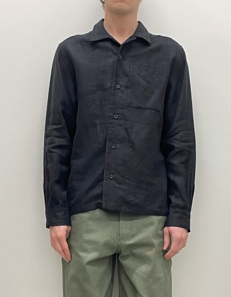 French Linen Chore Shirt in Black