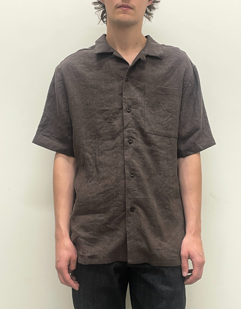 French Linen Camp Shirt in Chestnut