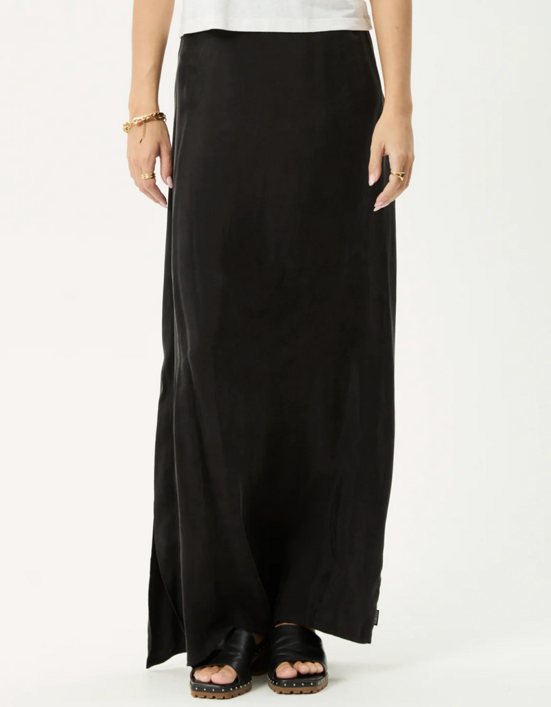 Grace Cupro Maxi Skirt in Black