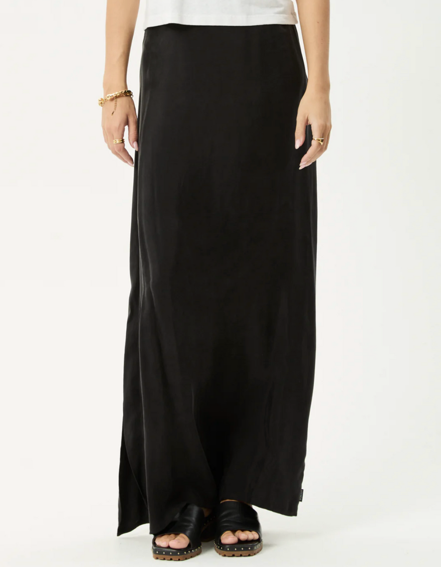 Grace Cupro Maxi Skirt in Black