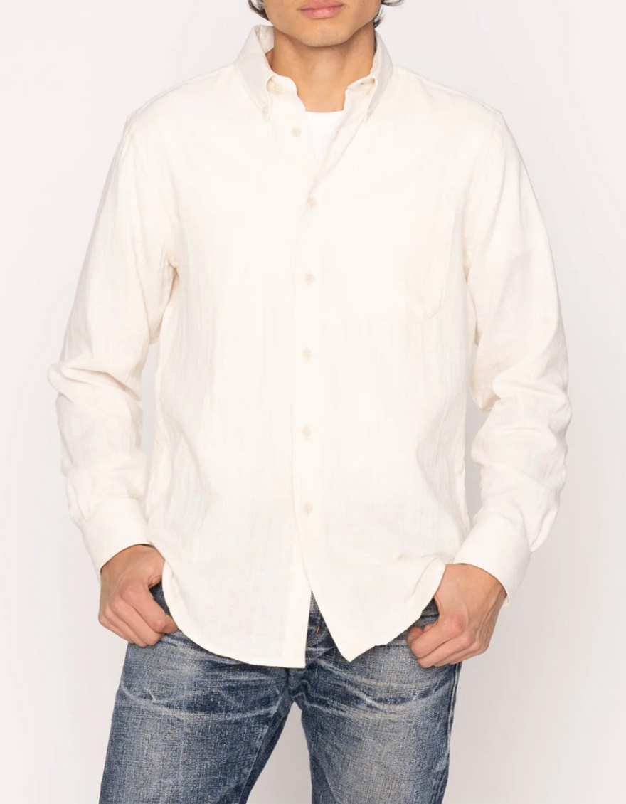 Easy Shirt Double Weave Slub Gauze in White