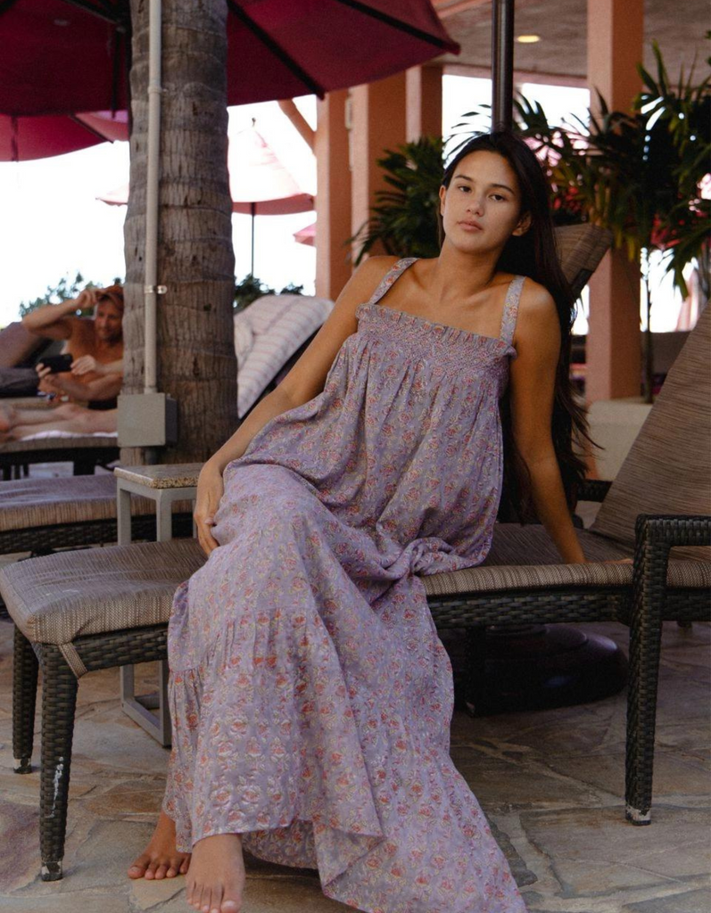 Printed Maxi Dress in Lilac Jasper