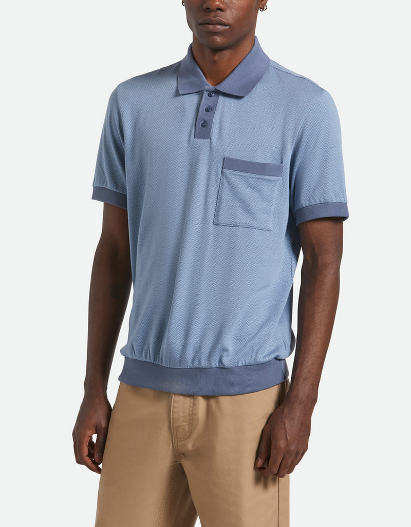 Weekend Herringbone Polo in Borrow Blue
