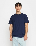 Regular Embroidered Tee in Navy Melange