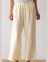 The Linen Crop Racer Stripe Pant in Butter