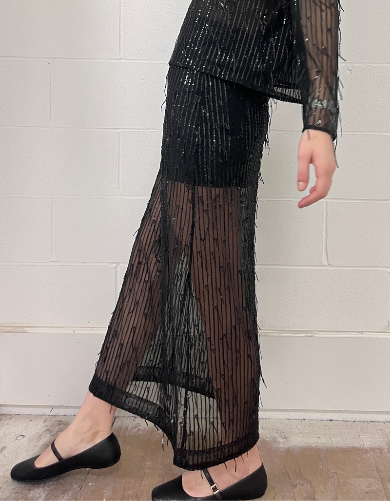 Tassel Maxi Skirt in Black