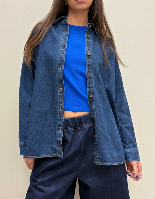 Owen Heavy Denim Shirt in Dark Denim