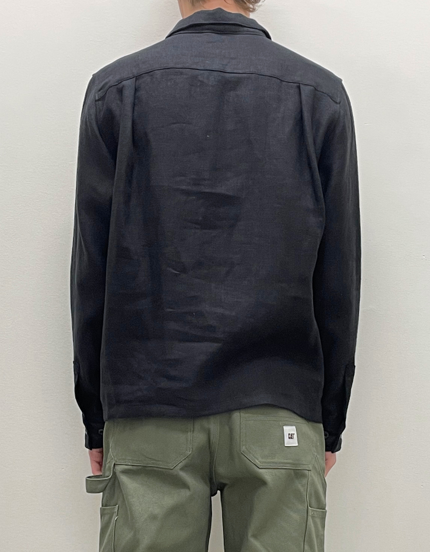 French Linen Chore Shirt in Black