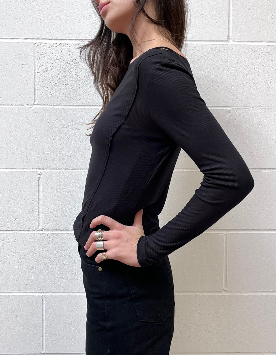 Mirage Long Sleeve Top in Black