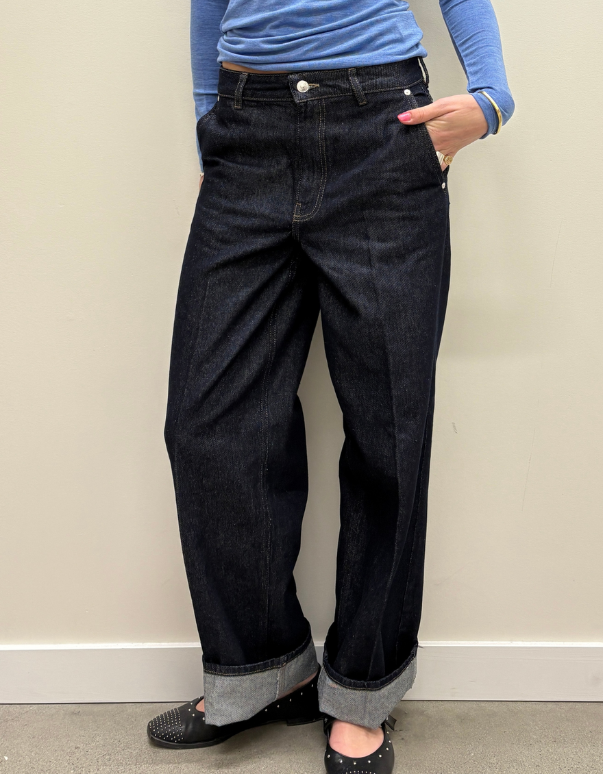 Columbus New Denim Trousers in Dark Blue Denim