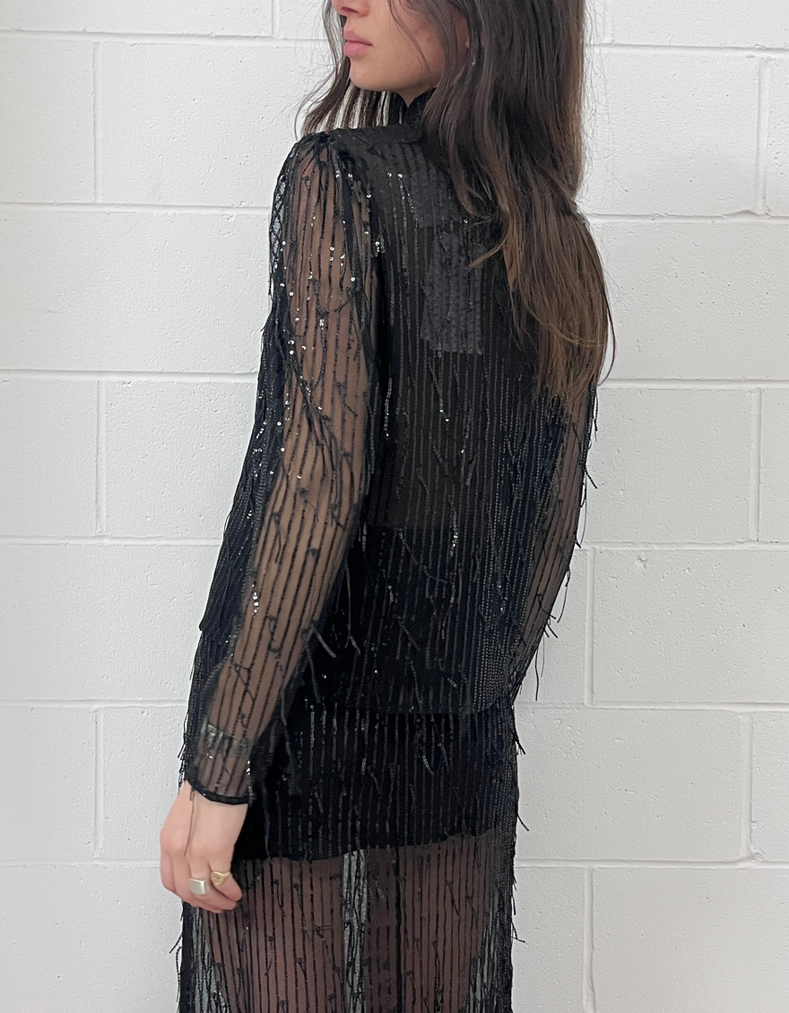 Tassel Blouse in Black