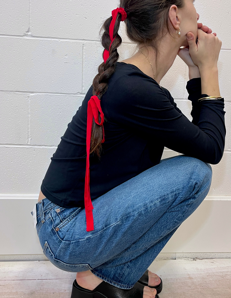 Silk Hair Wrap in Red