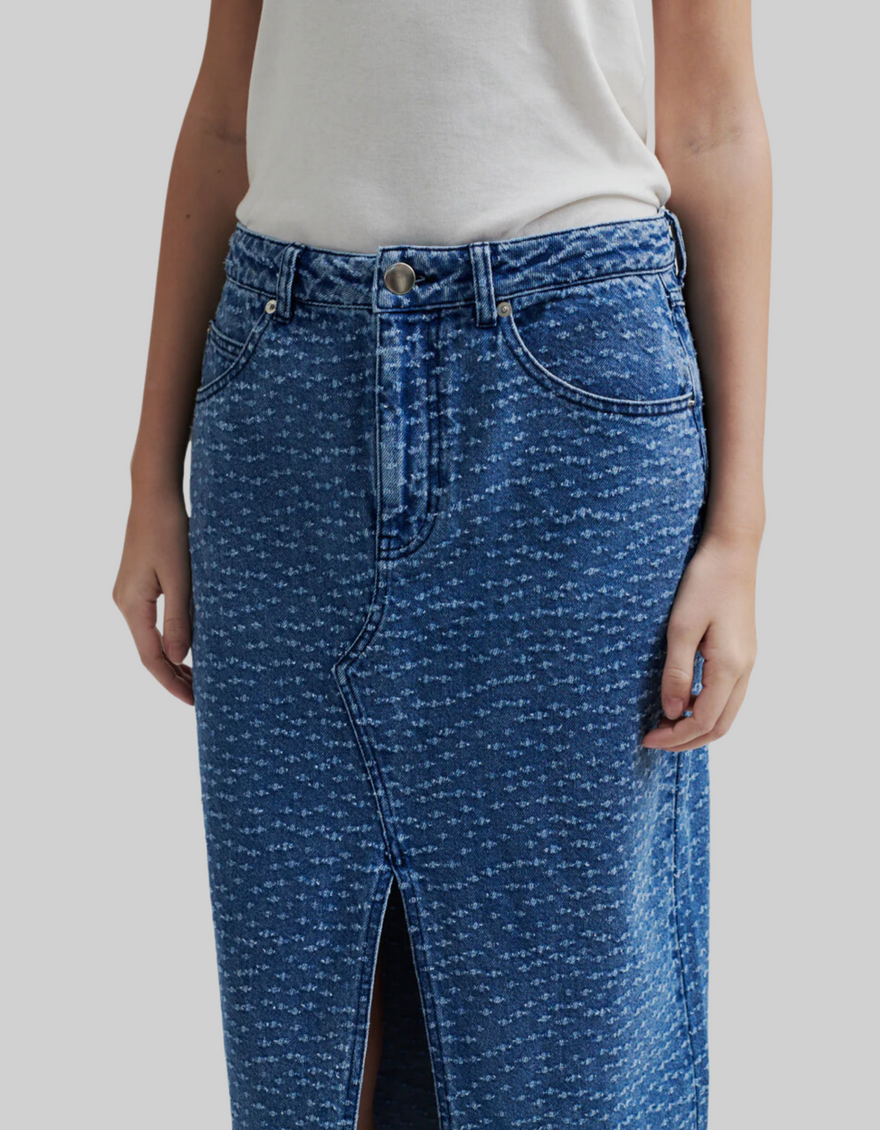 Angola Denim Skirt in Blue Denim