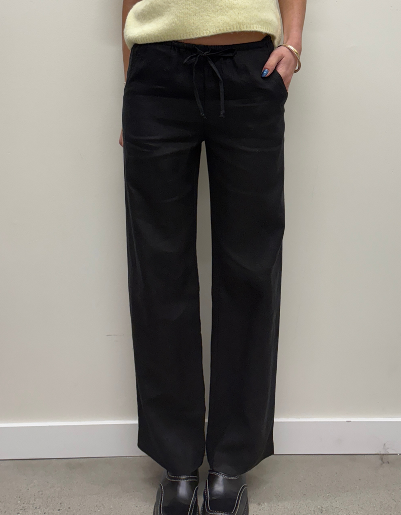 The Linen Drawstring Pant in Jet