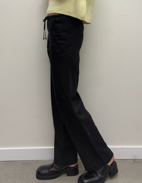 The Linen Drawstring Pant in Jet