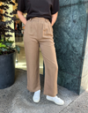 Chloe Pleat Pant Linen in Tobacco