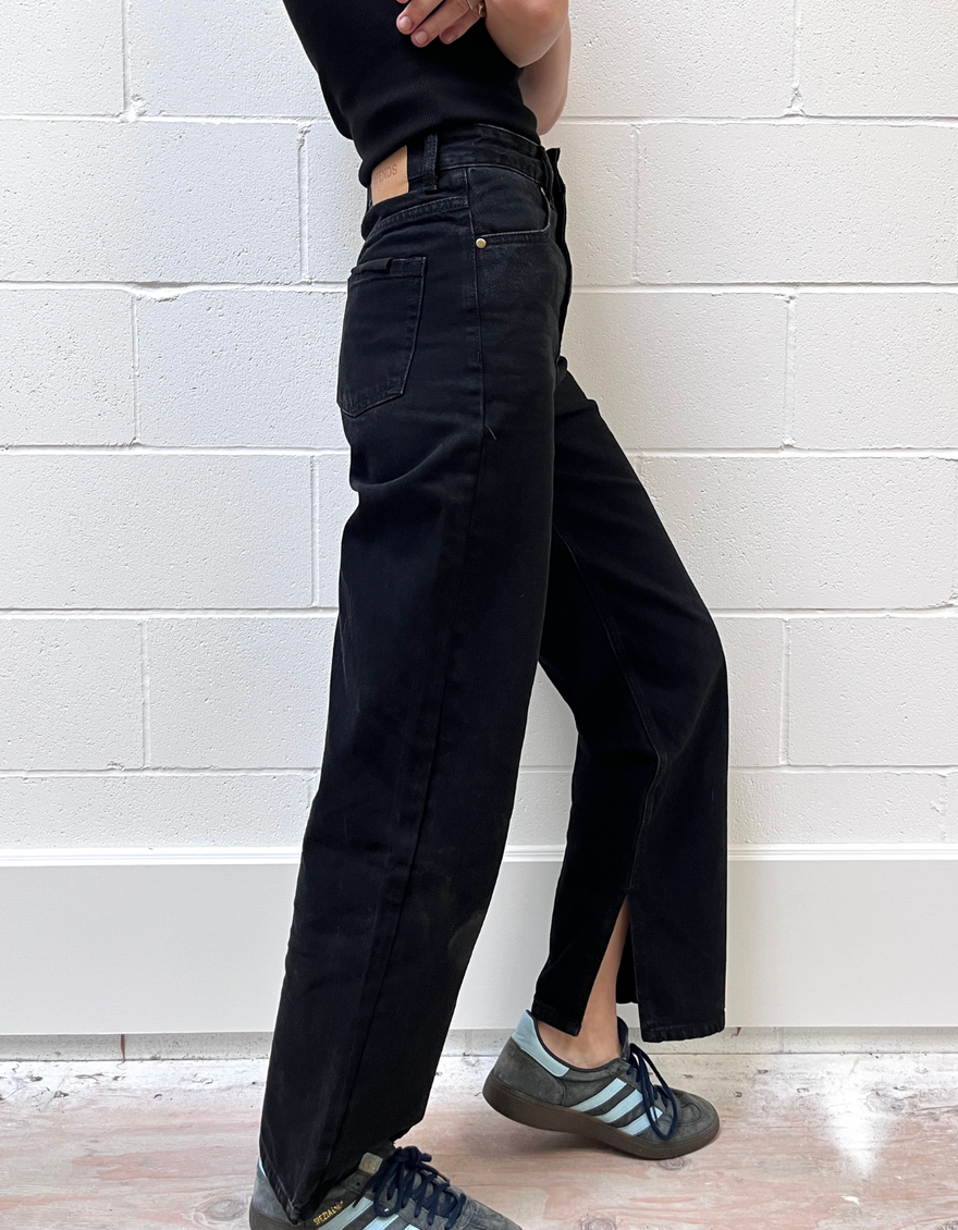 Bella Wide Leg Baggy Jean in Washed Black