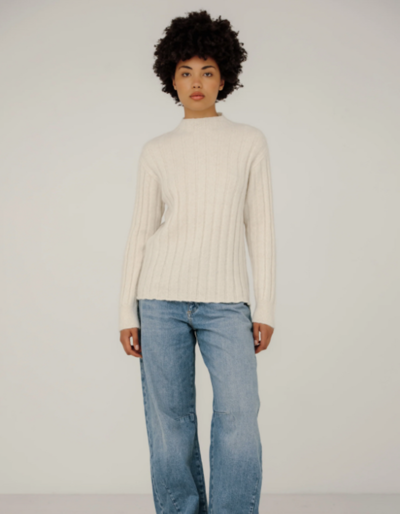 Demi Mock Neck Sweater in Ivory