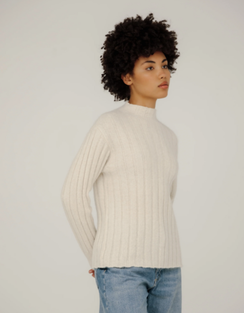 Demi Mock Neck Sweater in Ivory