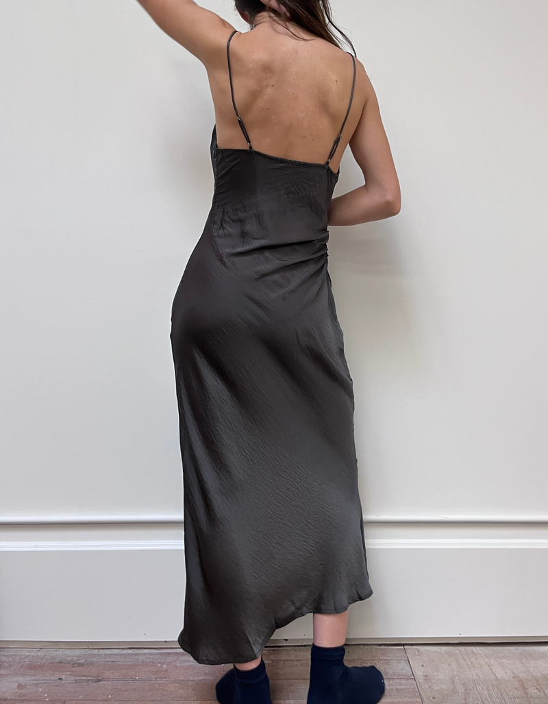 Ella Cowl Neck Dress in Charcoal