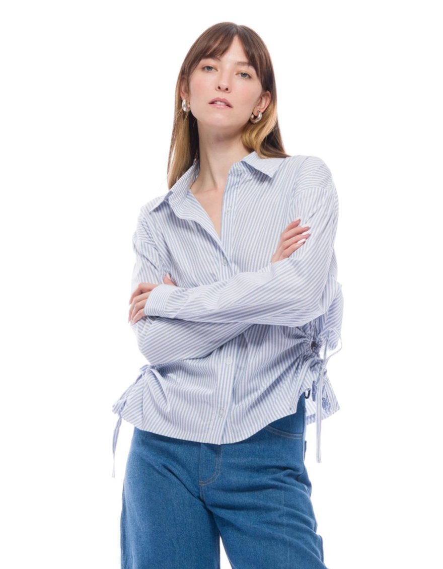 Cicely Shirt in Blue White Stripes