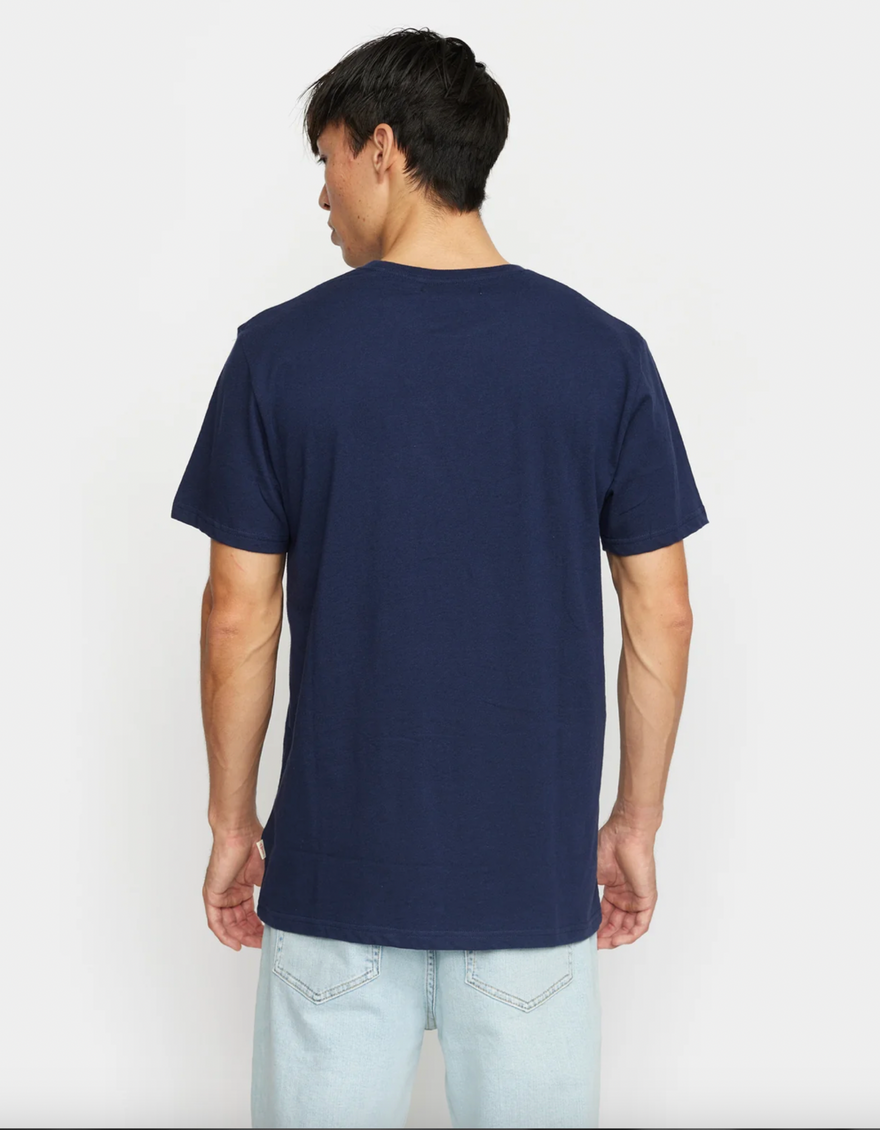 Regular Embroidered Tee in Navy Melange