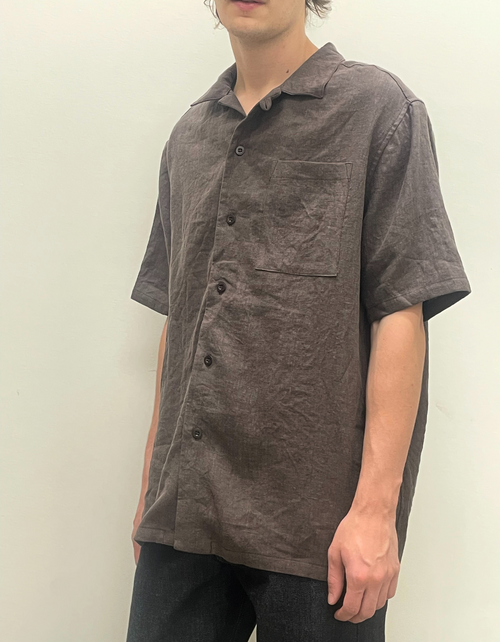 French Linen Camp Shirt in Chestnut