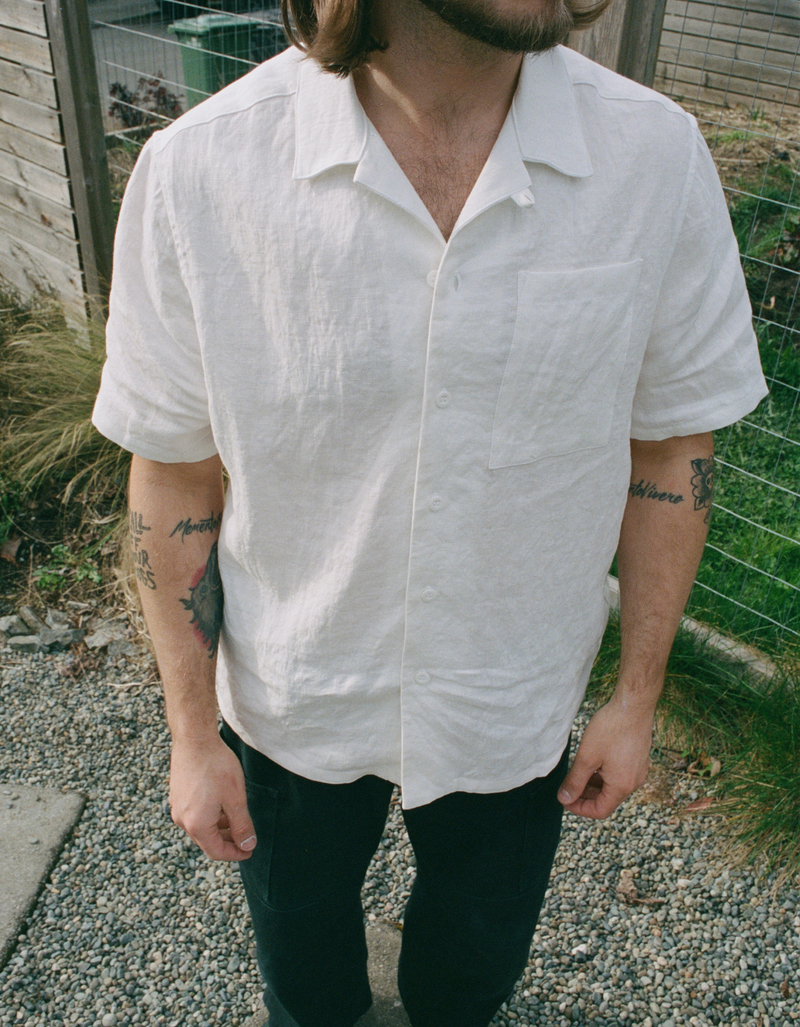 French Linen Camp Shirt in White