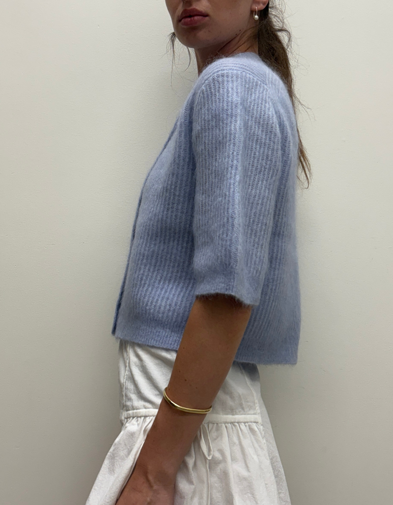 Andrea Knit Rib Cardigan in Brunerra Blue